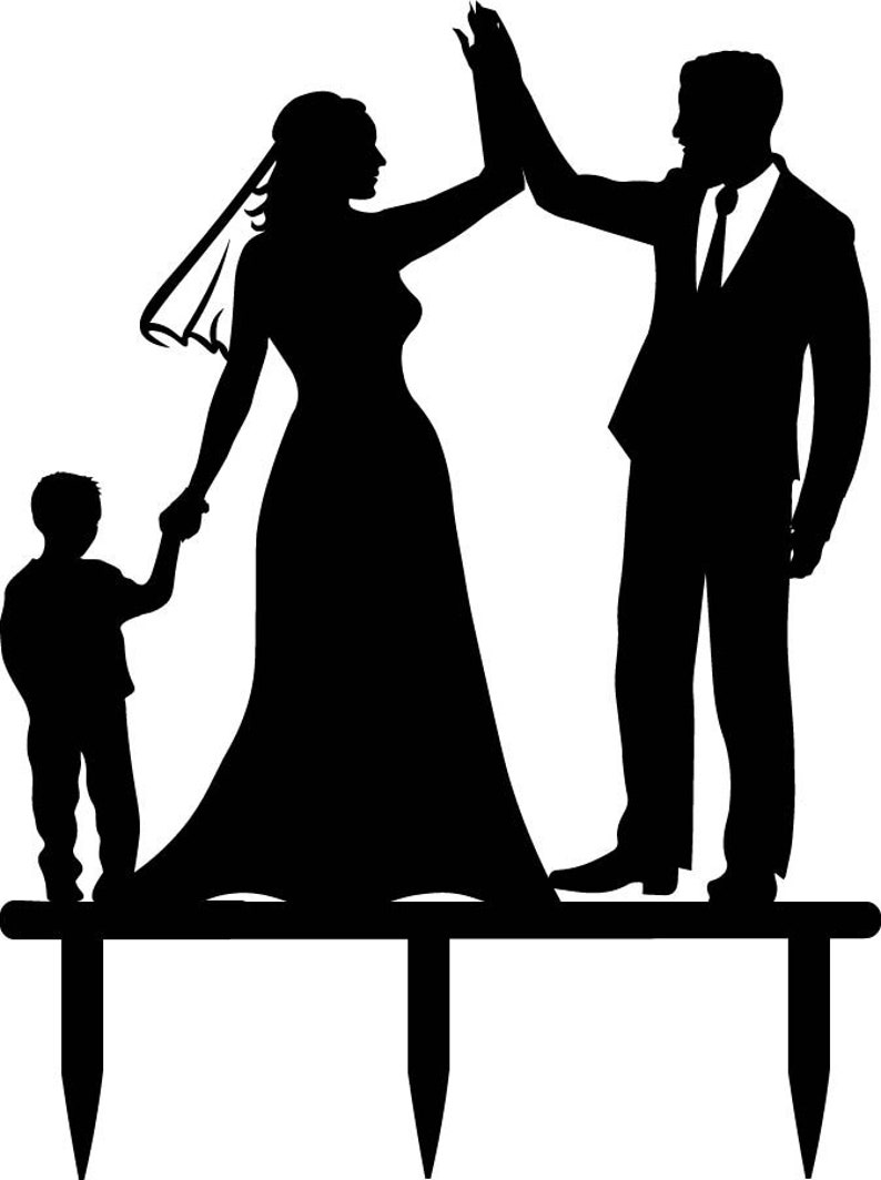 Family Wedding Cake Topper With Girl or Boy, Bride and Groom With Child ...