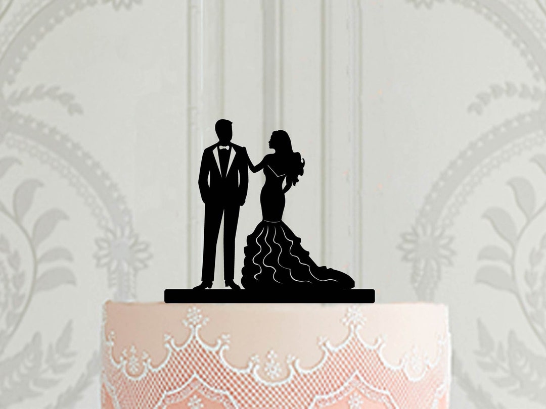 Wedding Cake Topper Silhouette , Bride and Groom Silhouette, Bride With ...
