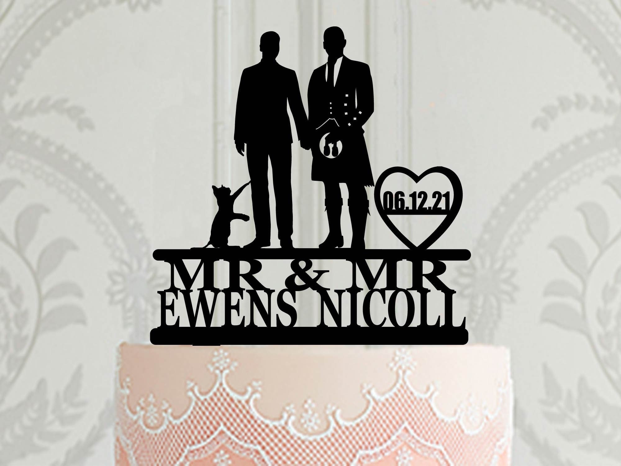 Paper &amp; Party Supplies Fully Custom Gay wedding cake topper 2 males ...