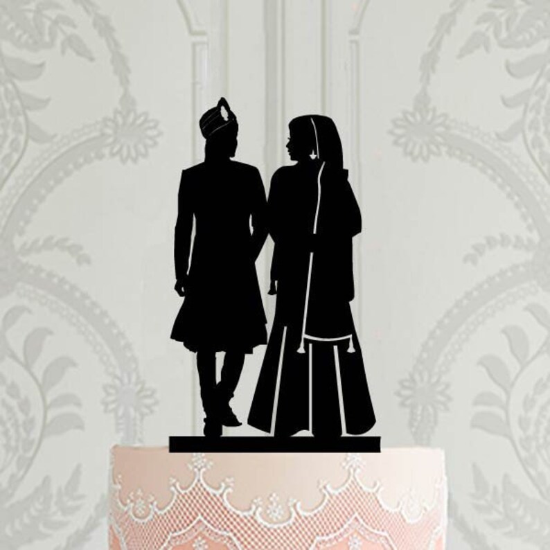Indian Wedding Cake Topper Sikh Bride and Groom Silhouette Etsy