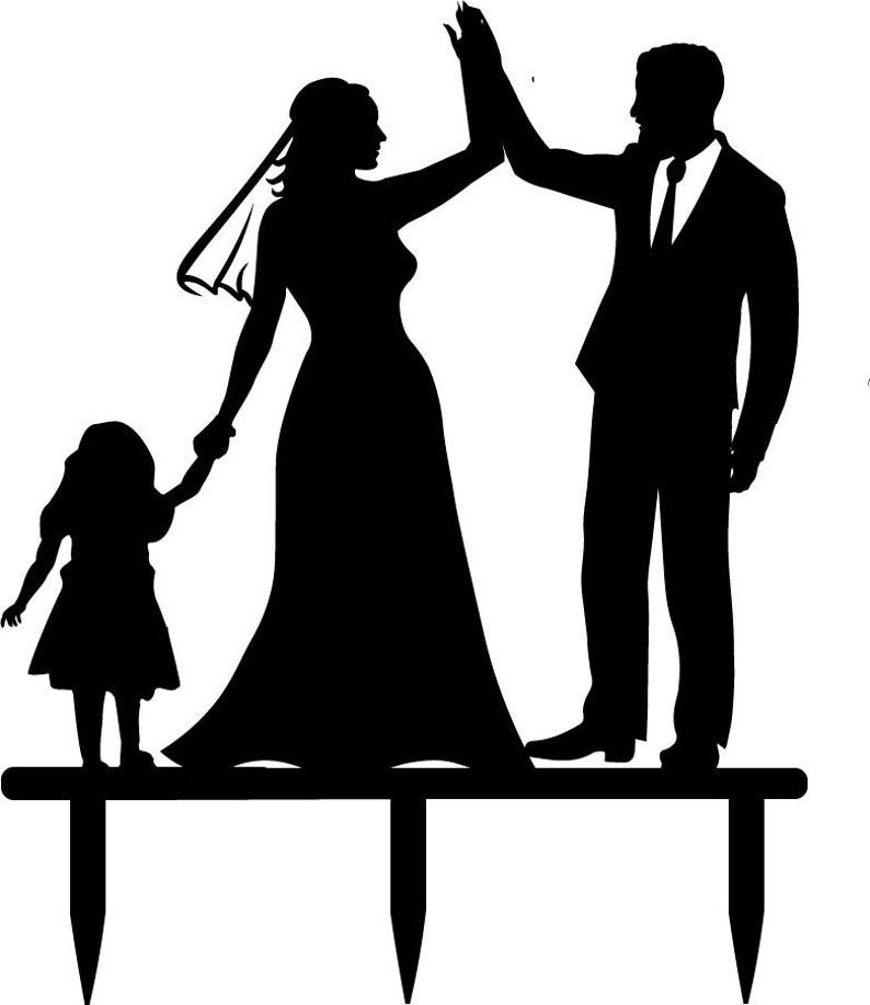 Family Wedding Cake Topper With Girl or Boy, Bride and Groom With Child ...