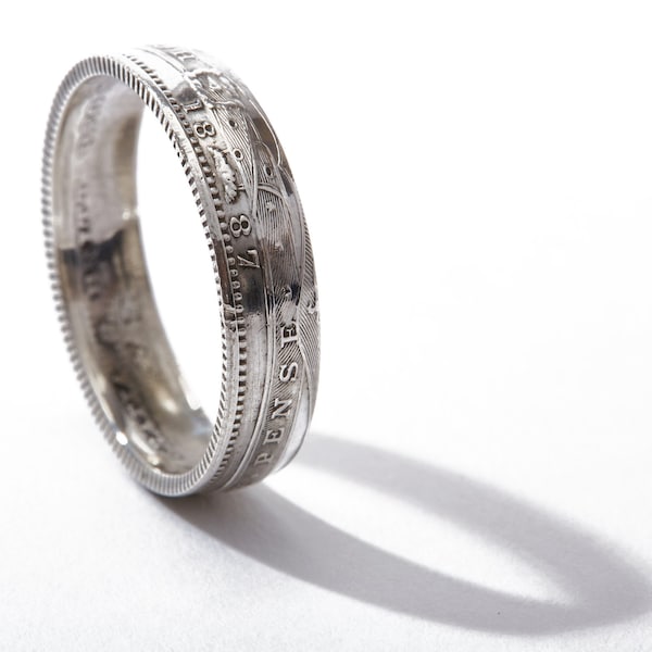 British Shilling Sterling Silver Coin Ring Wedding Band