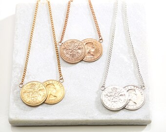 Double Coin Necklace - Etsy