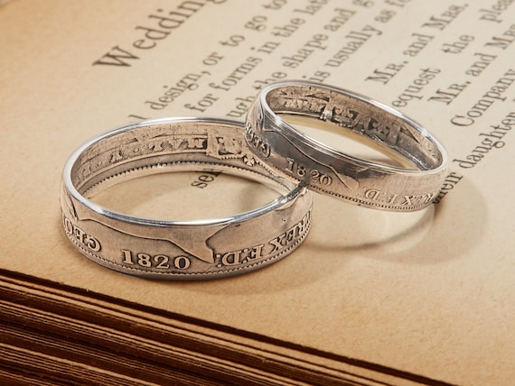 His and Hers Rings Handmade Coin Rings Sterling Silver Rings