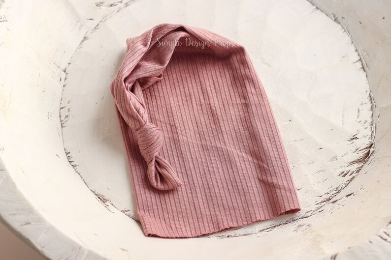 Mauve Newborn Sleepy Hat Newborn Girl Sleepy Cap Rib Knit Newborn Hat Knot Hat Pink Newborn Hat Photo Props Pink Baby Girl Hat