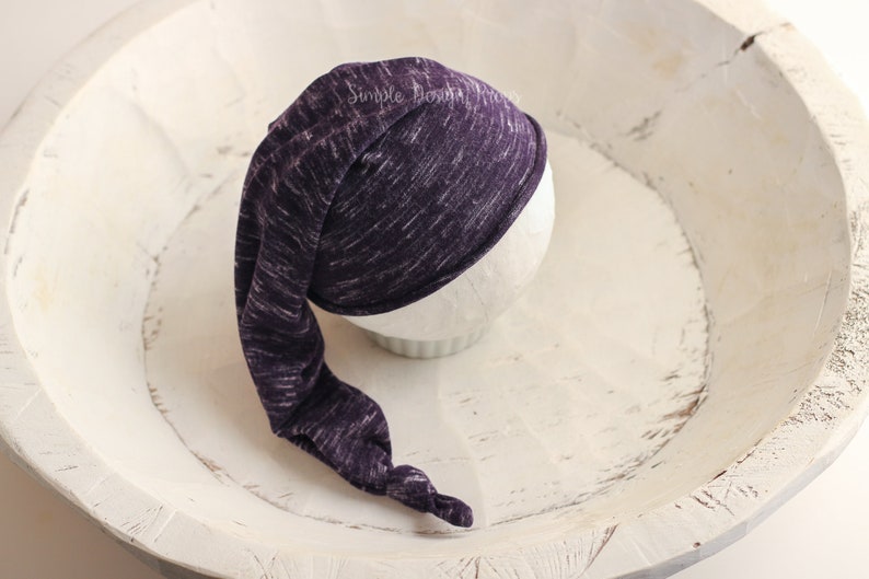 Newborn Girl Props Dark Purple Baby Hat Baby Girl Sleepy Hat Stretchy Newborn Cap Purple Newborn Cap Purple Newborn Hat Knot Hat