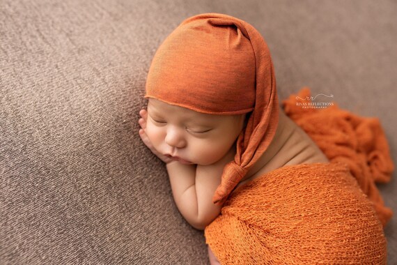 Orange Newborn Hat Orange Sleepy Cap Orange Baby Hat Fall Photo