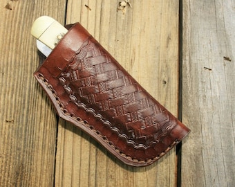 Leather Knife Sheath for 4" Trapper 2c