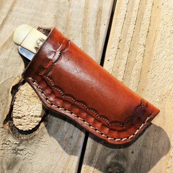 Leather Knife Sheath for 4" Trapper 2b