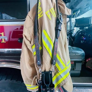 Custom Firefighter/EMS Leather Radio Strap, Anti-Sway Strap, and radio bucket