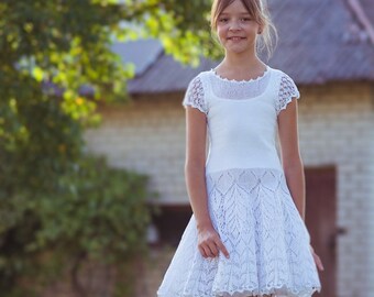 Handmade Cotton Lace White Dress Christening First Communion