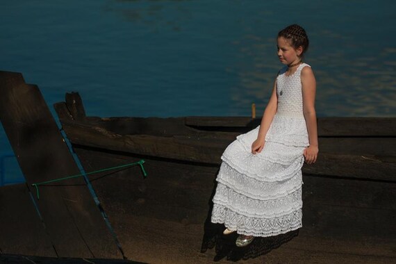 white cotton crochet dress
