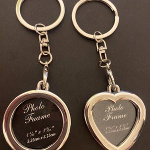 Photo Keepsake  KeyChains Silver Heart And Round Key Chains Free Shipping