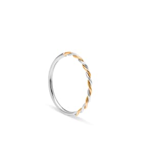 Two-Tone Twisted Paradox Ring - Recycled 9ct Yellow Gold & Silver | Minimal Rope Band