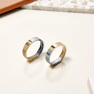 Two-Tone Gold Wedding Band - 18ct Recycled Gold Ring | 4mm Comfort Fit Mixed Metal Ring