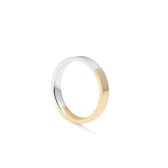 9ct Yellow White Gold 3mm Unisex Wedding Band Comfort Fit Gold