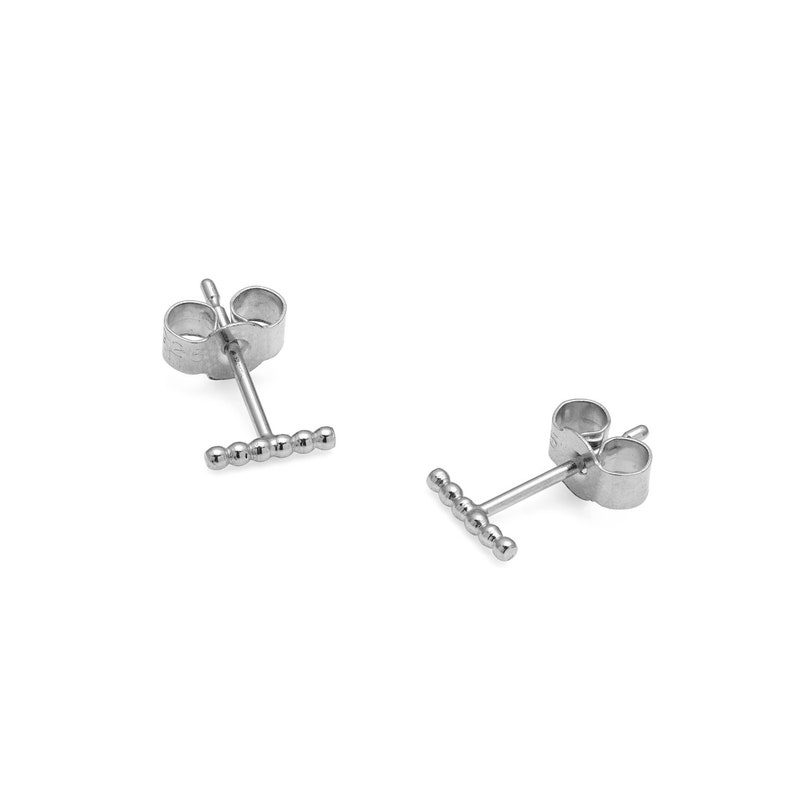 Sterling Silver Sphere Line Bar Stud Earrings Ball Bar Studs Recycled Silver image 5