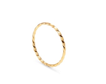 9k Yellow Gold Skinny Twist Stacking Ring | Twisted Ring | Minimalist Ring | Solid Gold