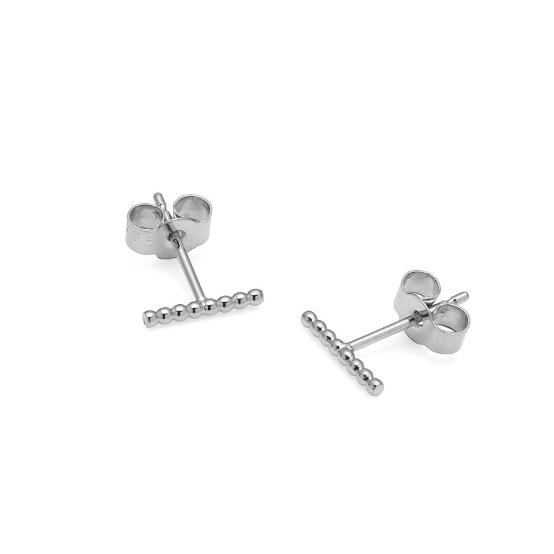 Sterling Silver Sphere Line Bar Stud Earrings Ball Bar Studs Recycled Silver image 7