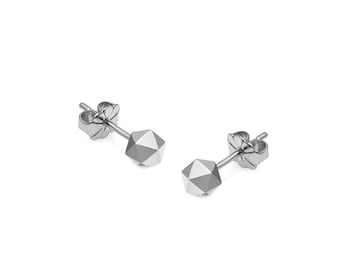 Icosahedron Stud Earrings | Sterling Silver Sacred Geometry Studs | Triangle Earrings