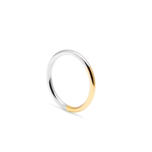 Golden Ratio Band 9k Yellow Gold & Silver | 2mm Band Halo Round | Golden Ratio Mathematics Ring | Recycled Gold