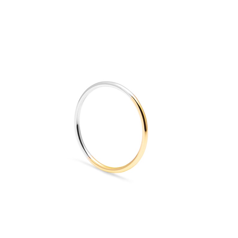 9ct Yellow Gold And Silver Round Ring 1.2mm