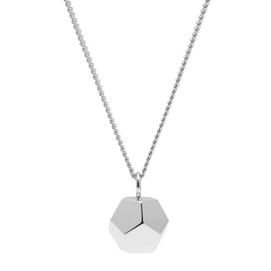 Sterling Silver Dodecahedron Pendant | Geometric Sacred Geometry Necklace