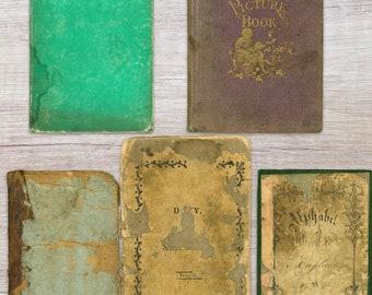 Vintage Book Covers - Set 2 | Digital planner, bujo, GoodNotes, Notability, PDF, grunge, distressed, antique, digiplanner