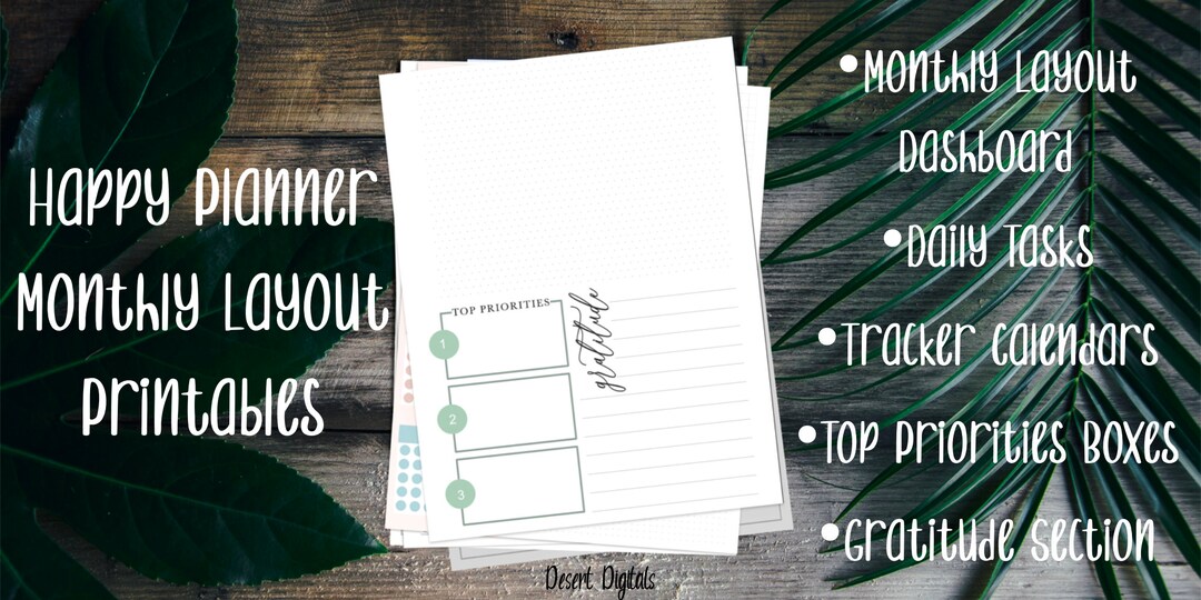 CLASSIC Happy Planner Monthly Layout Printables - PDF, Planner, Print ...