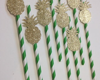 Pineapple Paper Straws; Paper Straws; Luau Decorations; Pineapple Party; Pineapple Straws; Pineapple Party Decorations