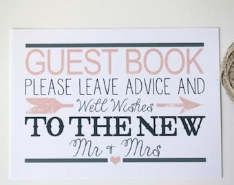 Instant Download Guestbook Sign; Wedding Guestbook Sign; Wedding Sign; Guest Book; Sign for guestbook; Wedding Decorations; Mr and Mrs