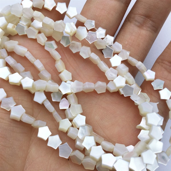 1Full Strand 5mm Mother Of Pearl Star Beads, Wholesale Pearl Beads For Jewelry Making