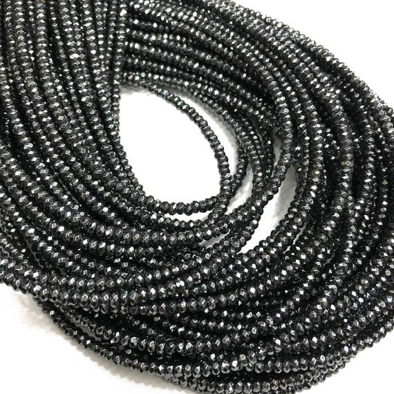 SILVER HEMATITE GEMSTONE SILVER FACETED RONDELLE 8X5MM LOOSE BEADS 16/"