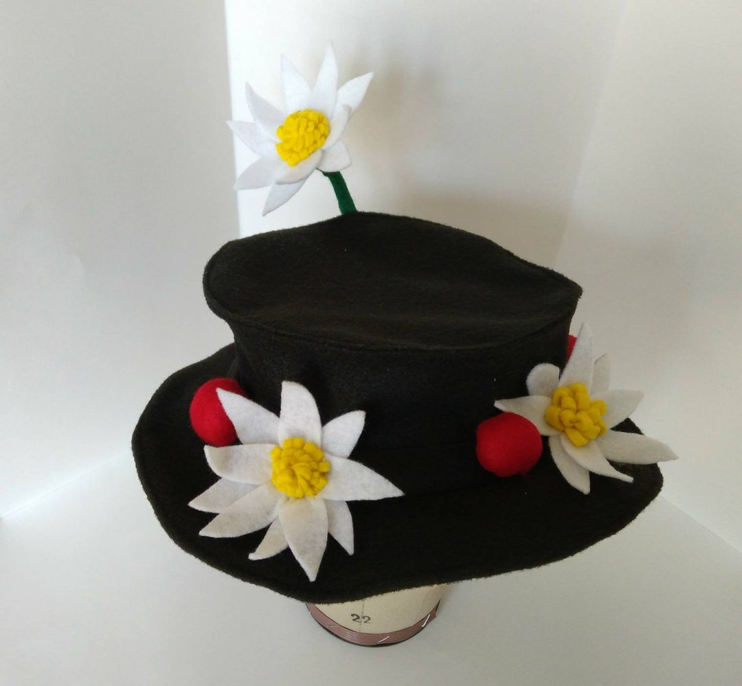 Handmade Marry Poppins Inspirered Hat With Flowers and  display picture 1