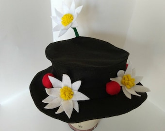 Handmade Marry Poppins inspirered Hat with Flowers and Cherries- photo prop/ Halloween costume/Disney trip