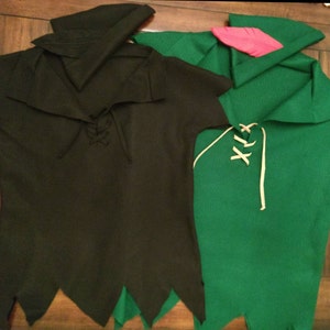 Handmade Peter Pan and Peter Pan shadow Inspired Costume Shirts and Hats- Couples costume/ Family Halloween Costume- Photo prop