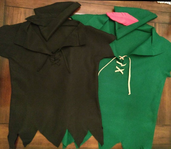 Handmade Peter Pan and Peter Pan shadow Inspired Costume Shirts and Hats- Couples costume/ Family Halloween Costume- Photo prop