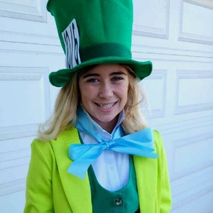 Alice in Wonderland&#39;s Mad Hatter inspired Hat- handmade green top hat- costume/ photo prop