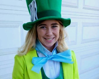 Alice in Wonderland's Mad Hatter inspired Hat- handmade green top hat- costume/ photo prop