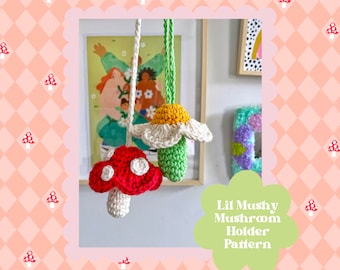 Crochet Mushroom Lipgloss Holder Pattern, Crochet Holder, Crochet Pattern, Cottagecore,