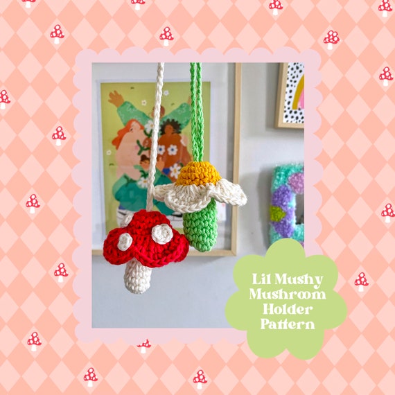 Crochet Mushroom Lipgloss Holder Pattern: Cottagecore Bag Charm (PDF Pattern)