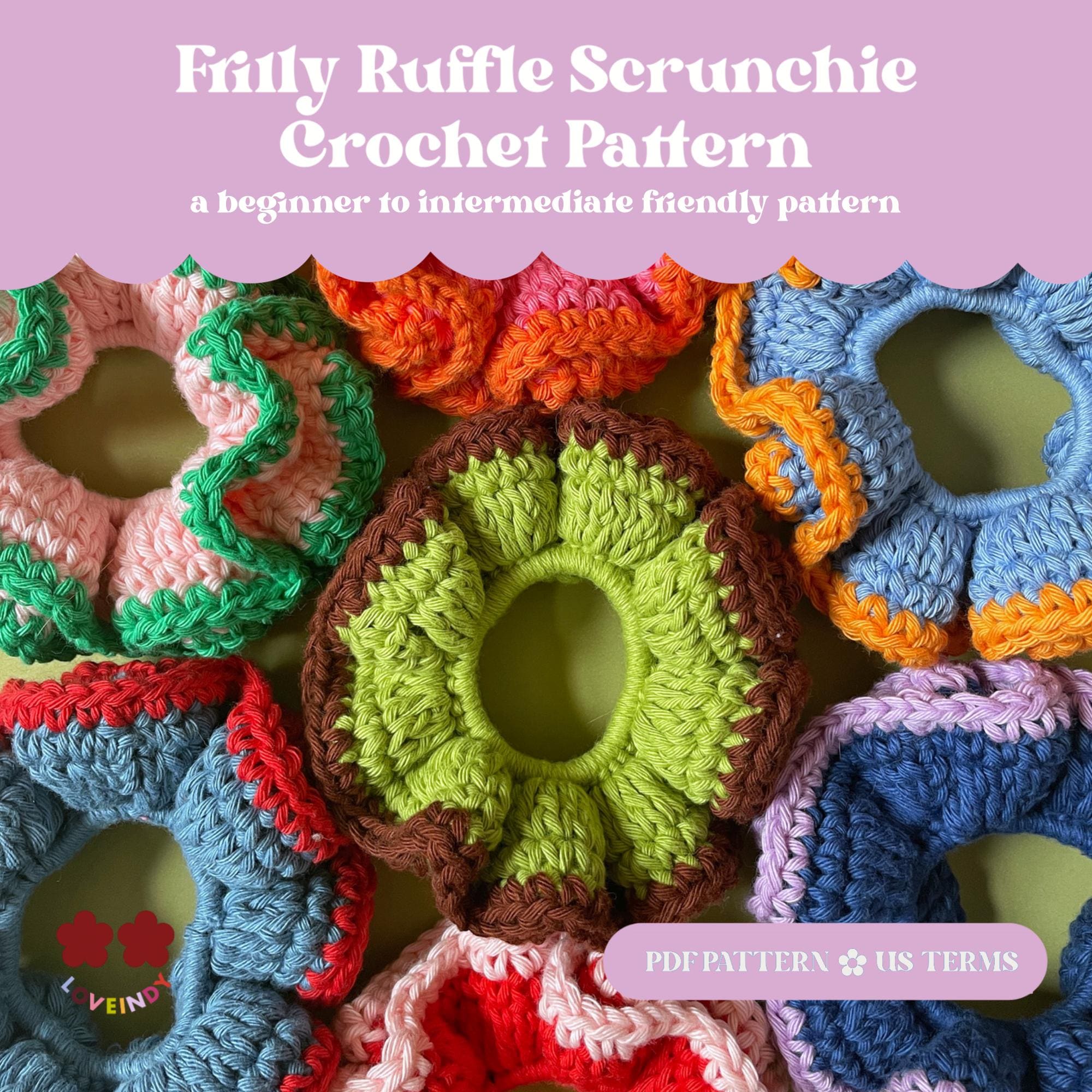 39 Crochet Scrunchies with Flowers, Ruffles, Bows, and Cherries 17 Ruffle Scrunchie Crochet Pattern: Beginner Friendly
