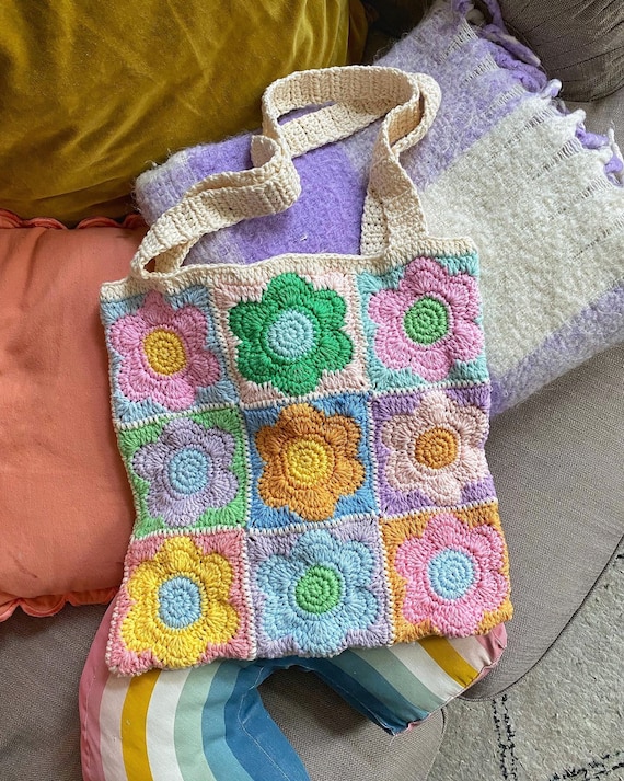 Bags, Multicolored Handmade Crochet Y2k Knit Bucket Bag