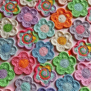 Crochet Flower Coaster: Colorful Cotton Yarn, Y2K Decor image 8