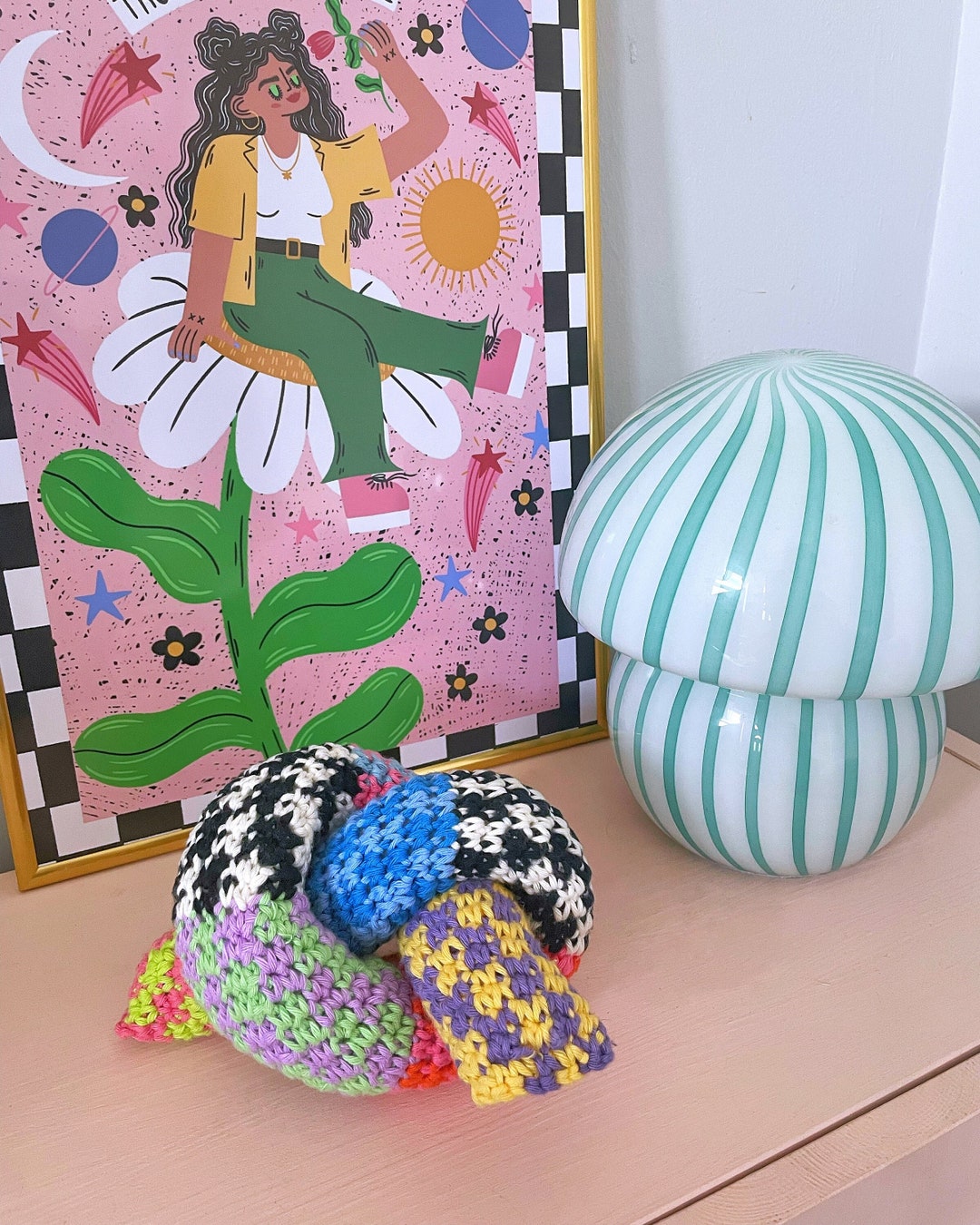 Crochet Knot Cushion Pin Cushion Checkerboard Crochet Y2K Etsy UK