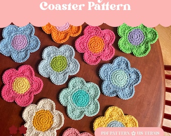 Y2K Flower Crochet Coaster Pattern: Beginner Friendly (PDF Pattern)