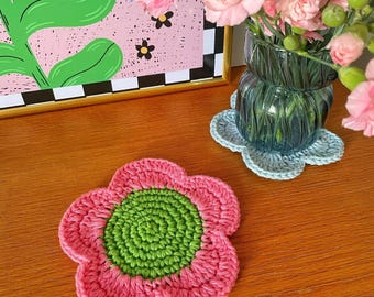 Crochet Flower Plant Pot Coaster: Y2K Home Decor