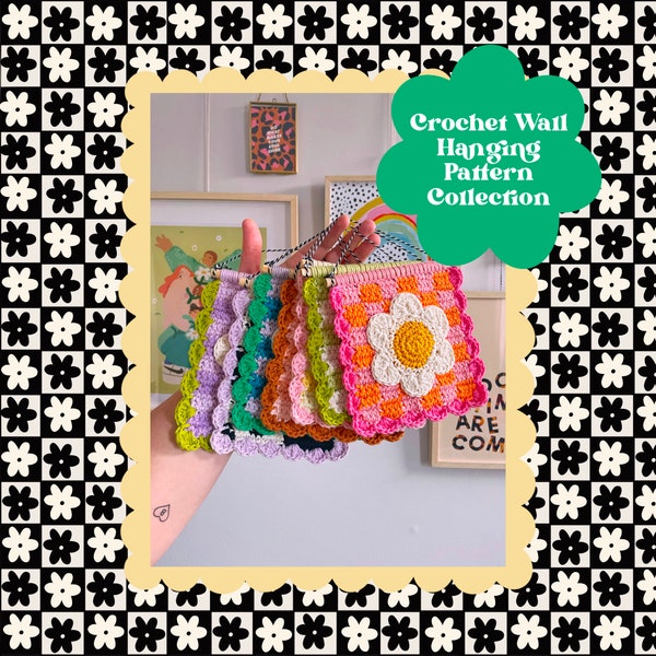 Crochet Pattern, Crochet Wall Hanging Pattern Collection, Crochet Pattern, Crochet Flower, Crochet Wall Hanging Pattern, Y2K