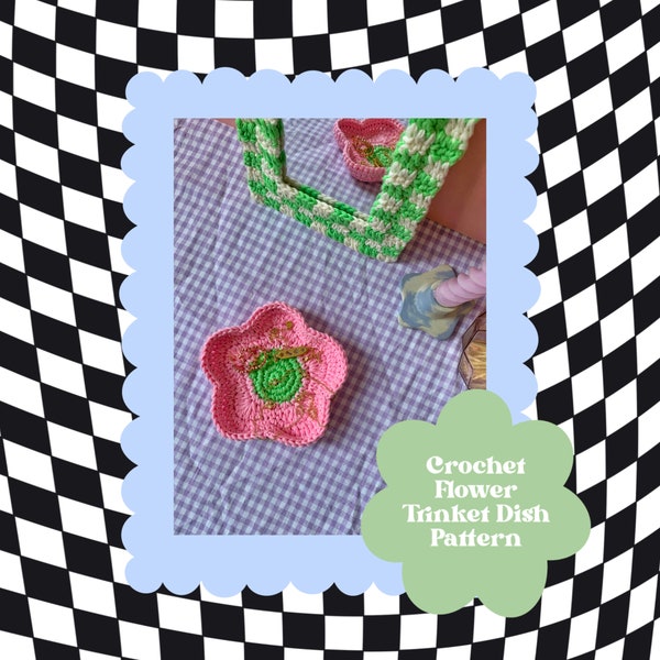Crochet Flower Pattern, Crochet Flower Trinket Dish Pattern, Y2K Home Decor, 2000s