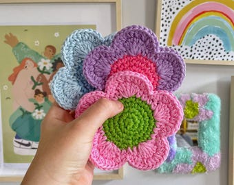 Crochet Flower Coaster: Y2K Danish Pastel Home Decor